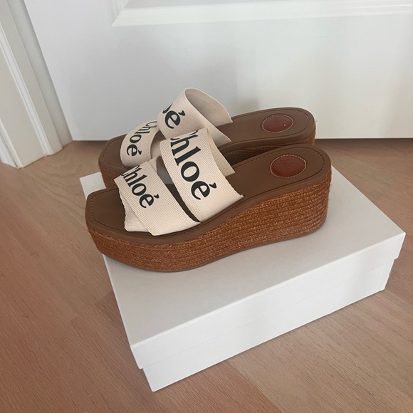Chloe Woody Wedge Logo Sandal 39 / 9 - Picture 4 of 8